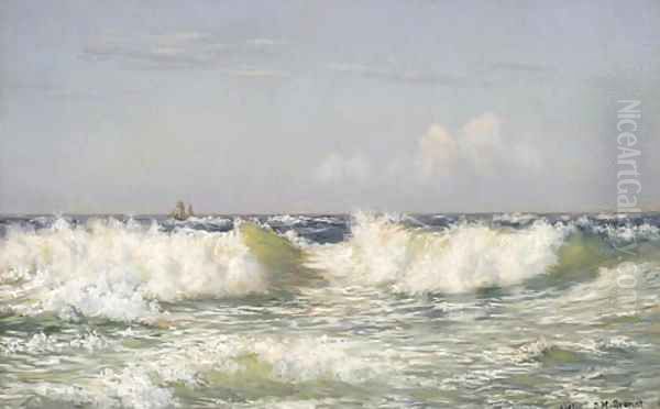 Breakers off the coast, a vessel beyond - view 1