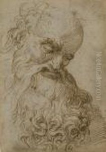 Vieil Homme Barbu, La Tete Baissee by Domenico Campagnola