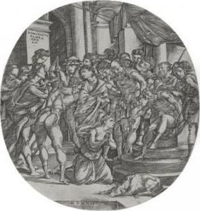 The Beheading Of St. Catherine, Roundel (bartsch 7; Hind V, 2; Washington Cat. 157) by Domenico Campagnola