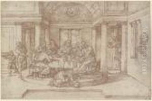 Christ In The House Of Simon The Pharisee by Domenico Campagnola