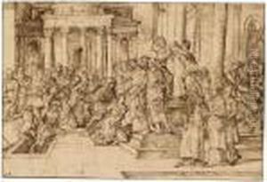 The Raising Of Lazarus by Domenico Campagnola