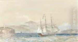 H.M.S. Galatea off the coast of New South Wales by Sir Oswald Walters Brierly
