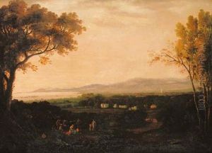An Panoramic View Of Dublin With
 Peasants And Animals In Theforeground Before Aldborough House, In The 
Distance The Towers Andsteeples Of Dublin And The Sugar Loaf Beyond