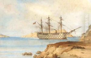 H.M.S. Royal Albert aground off the Aegean Island of Zea, 29th December, 1855 by Sir Oswald Walters Brierly