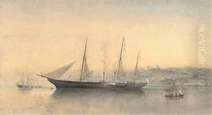 The Royal Yacht Victoria and Albert (II) lying in Osborne Bay, below Osborne House, Isle of Wight by Sir Oswald Walters Brierly