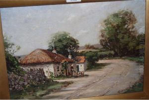 Figure Before A Road Side Cottage