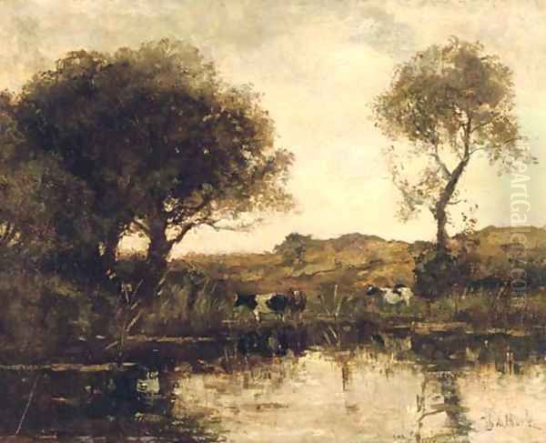 Cattle by a lake - view 1