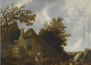 Landscape With Farmhouse. by Govert Dircksz. Camphuysen