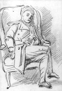 Study of a man asleep in an armchair, possibly the artist's brother, Prince by William Hoare Of Bath