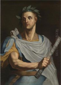 Portrait Of Julius Caesar, Half Length, Wearing A Laurel Wreath And Holding A Baton