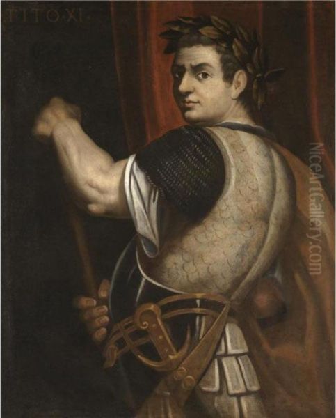 Portrait Of The Emperor Titus, 
Three-quarter Length, Wearing Armour And A Laurel Wreath And Holding A 
Baton - view 1