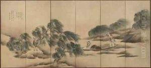 Fishing on a River after Rain, Edo period by Yosa (T.Y. Shinsho) Buson