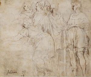 Six Standing Figures In Drapery 
Turned To The Left (recto); A Standing Female In Drapery Turned To The 
Right (verso)