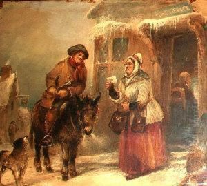 The Post Boy Delivering His Letters, In A Winter Scene