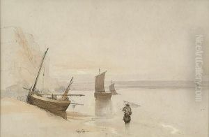 Fishing Boats On Shore by George Bryant Campion