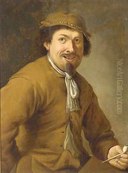 A peasant smoking a clay pipe - view 1