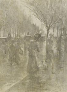 Passegiata Lungo Le Mure Di Lucca by Alceste Campriani