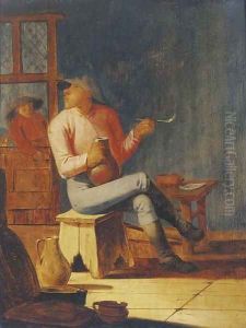 A peasant smoking and drinking in an interior