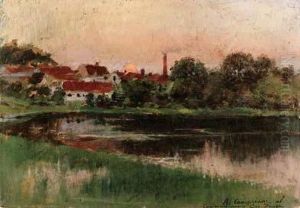Paesaggio Con Lago by Alceste Campriani