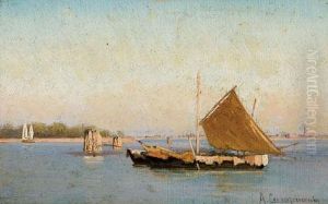 Marina Con Barche by Alceste Campriani