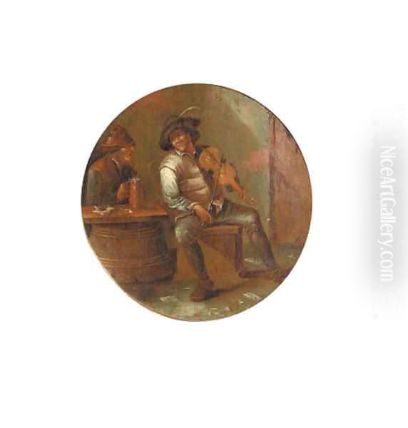 Sense of Hearing A boor listening to the music of a violin player in an inn - view 1