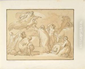 Plume Et Encre Noire, Lavis Brun. by Vincenzo Camuccini