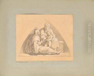 Crayon Noir Et Rehauts De Blanc Sur Papier Beige. by Vincenzo Camuccini