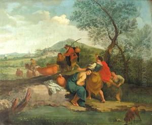 Shepherdesses by a pool by Balthasar Beschey