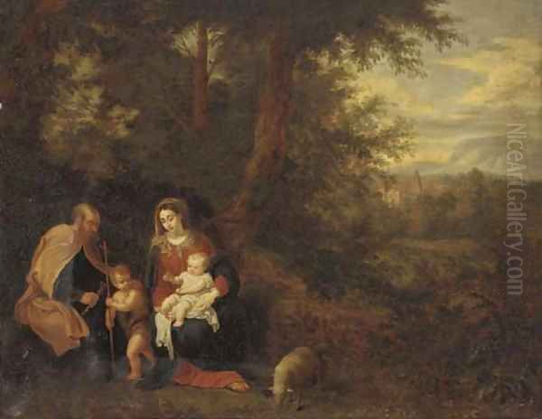 A wooded landscape with The Holy Family - view 1