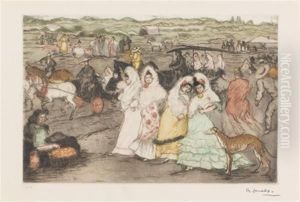 Se Rendant A La Fete (ou Promenade Apres La Course) by Ricardo Canals y Llambi