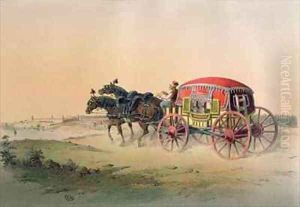 Turkish carriage on the banks of the Bosphorus by Jean Brindesi