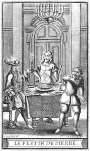 Don Juan and the Commendatore, frontispiece illustration from 'Don Juan, or Le Festin de Pierre' by Moliere by Pierre Brissart