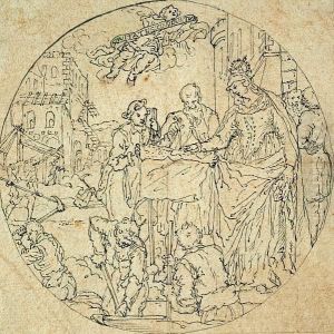 A Queen Laying A Cornerstone For
The City Hall In Augsburg, With An Architect And A Worker by Peter Candid