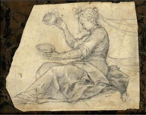 A Seated Woman Holding A Dish