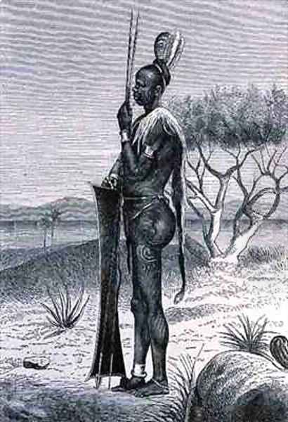 A tattooed Shuli negro with his weapons - view 1