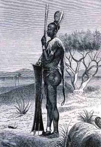 A tattooed Shuli negro with his weapons