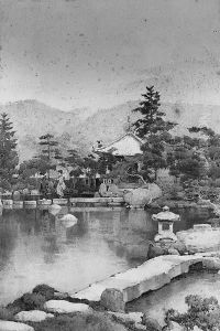 Oriental Figures In A Japanese Ornamental Garden by Du Ella Cane