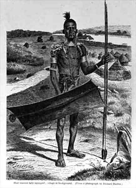 Shuli Warrior Fully Equipped Village in Background - view 1
