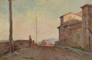 Strada Di Paese Con Figure by Nicolo Cannicci