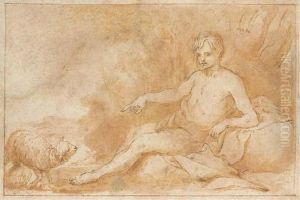 Saint John The Baptist, Seated, Pointing To A Lamb