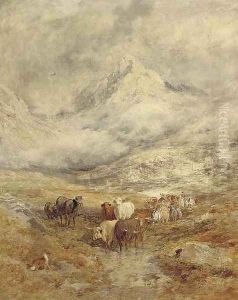 Cattle in a highland landscape by William Joseph Caesar Julius Bond