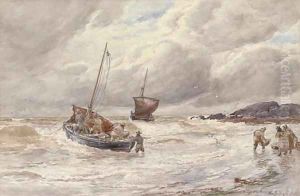Rough weather Fishing boats unloading the catch