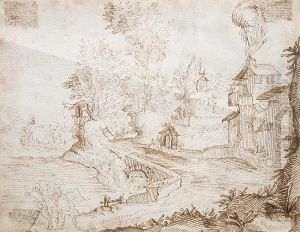Figures By A River In An Italianate Landscape by Remigio Cantagallina