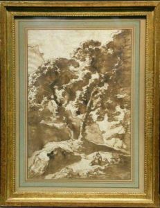 Figures Under Trees by Remigio Cantagallina