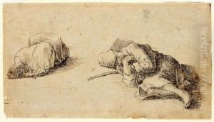 Two Beggars Sleeping by Remigio Cantagallina