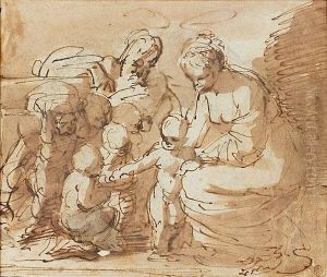 La Sainte Famille Entouree D'enfants by Domenico Maria Canuti