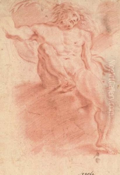 A Seated Nude Lifting His Right
Leg: A Study For Jupiter Fulgator (recto); A Study Of A Seated Nude
Holding A Staff (verso) - view 1