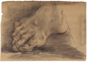 Red, Black And White Chalk (recto); White Chalk (verso) On Brownpaper by Domenico Maria Canuti