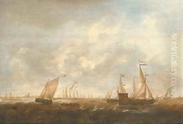 The Zeeland Fleet on the Merwede, Dordrecht in the distance - view 1
