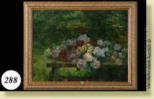 Gerbe De Roses Sur Un Banc